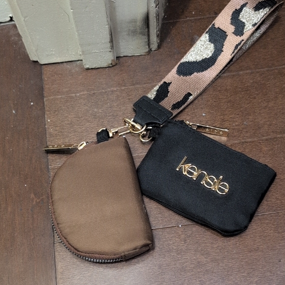 Kensie Accessories - Kensie Black and Brown Pouch Set with Gold Accents